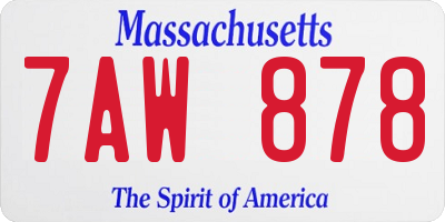 MA license plate 7AW878