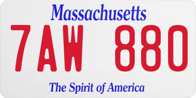 MA license plate 7AW880