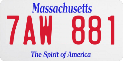 MA license plate 7AW881