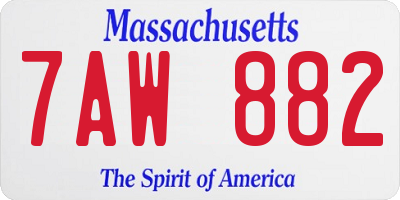 MA license plate 7AW882