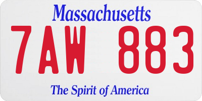 MA license plate 7AW883