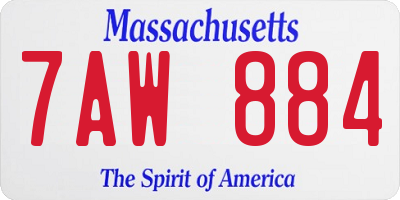MA license plate 7AW884