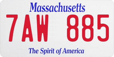 MA license plate 7AW885