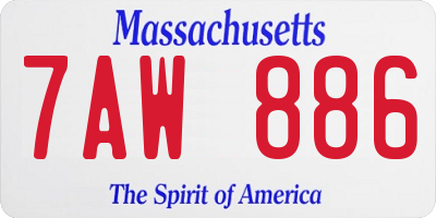 MA license plate 7AW886