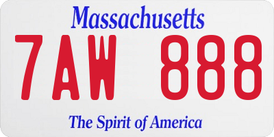 MA license plate 7AW888