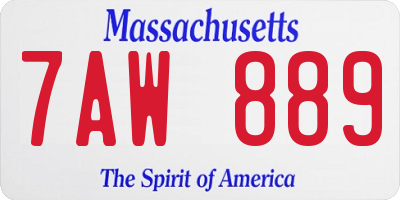 MA license plate 7AW889