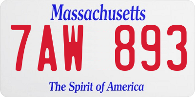 MA license plate 7AW893