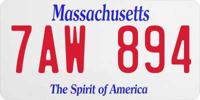 MA license plate 7AW894