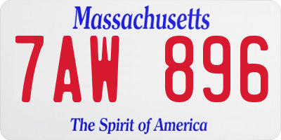 MA license plate 7AW896
