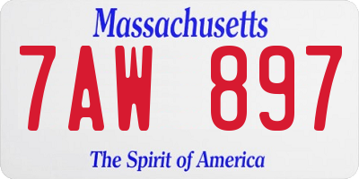 MA license plate 7AW897
