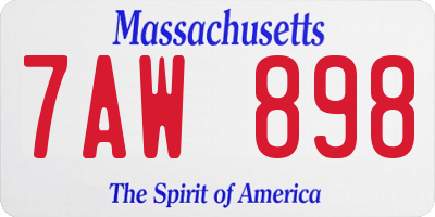 MA license plate 7AW898