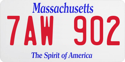 MA license plate 7AW902