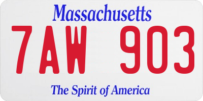 MA license plate 7AW903
