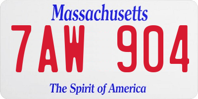 MA license plate 7AW904