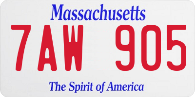 MA license plate 7AW905