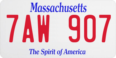 MA license plate 7AW907