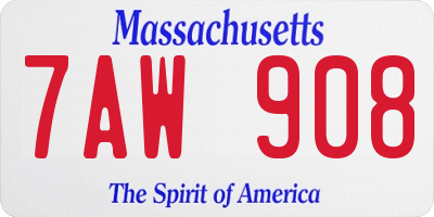 MA license plate 7AW908