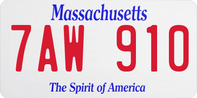 MA license plate 7AW910