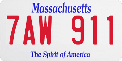 MA license plate 7AW911