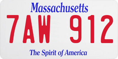 MA license plate 7AW912