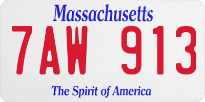 MA license plate 7AW913