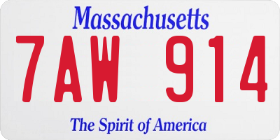 MA license plate 7AW914
