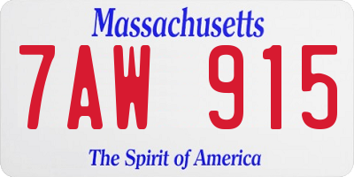 MA license plate 7AW915