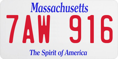 MA license plate 7AW916