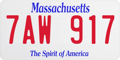 MA license plate 7AW917