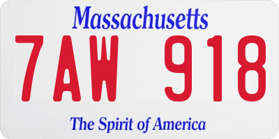 MA license plate 7AW918