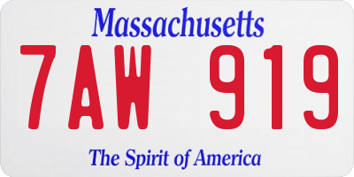 MA license plate 7AW919