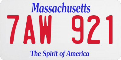MA license plate 7AW921