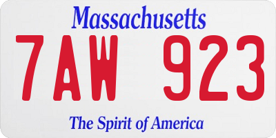 MA license plate 7AW923