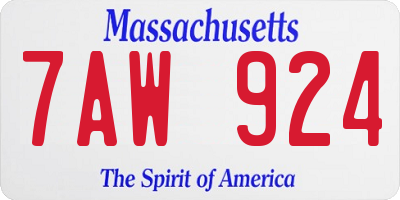 MA license plate 7AW924