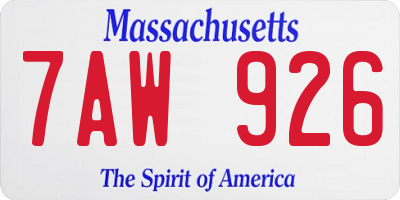 MA license plate 7AW926
