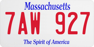 MA license plate 7AW927