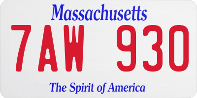 MA license plate 7AW930