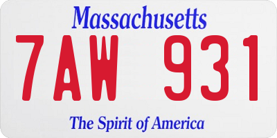 MA license plate 7AW931