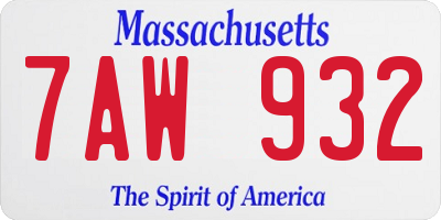 MA license plate 7AW932