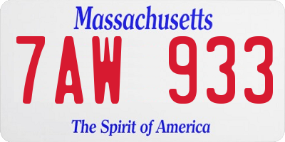 MA license plate 7AW933