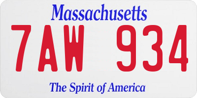 MA license plate 7AW934