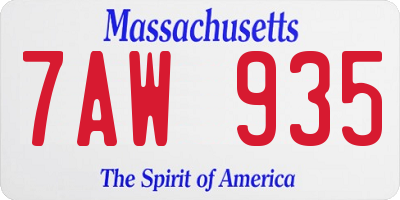 MA license plate 7AW935