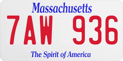 MA license plate 7AW936