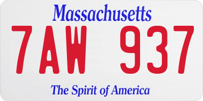 MA license plate 7AW937
