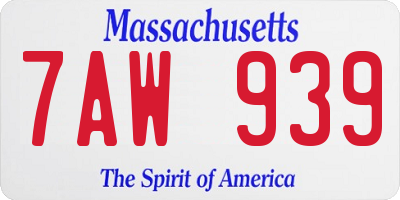 MA license plate 7AW939