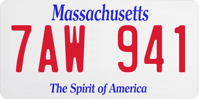 MA license plate 7AW941