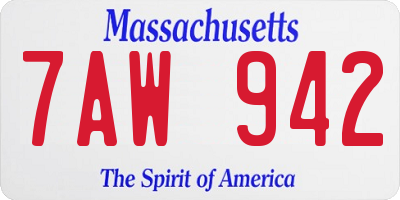 MA license plate 7AW942