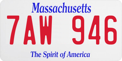 MA license plate 7AW946