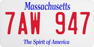 MA license plate 7AW947
