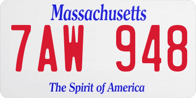 MA license plate 7AW948